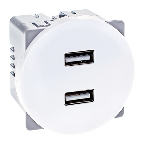 Prise chargeur double USB femelle Comète - 5,5V DC - Blanc
