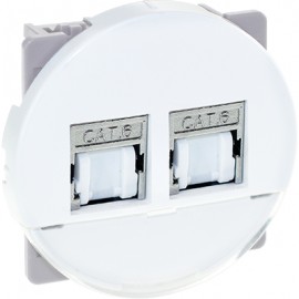 Double prise RJ45 Cat6 Grade3 Comète - STP - Blanc