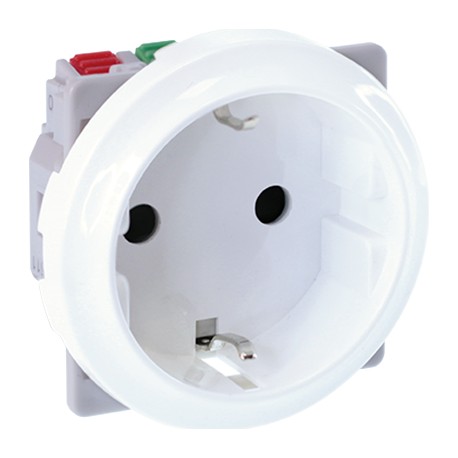 Prise de courant 2P+T Comète 1 poste - 16A Schuko - Blanc