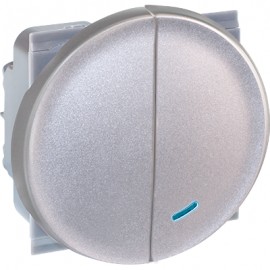Poussoir non lumineux + poussoir lumineux Comète 1 poste - 10AX - Silver