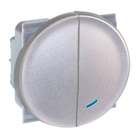 Poussoir non lumineux + va-et-vient lumineux Comète 1 poste - 10AX - Silver