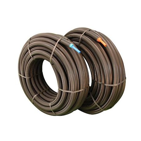 Tube PER gainé isolé bleu 25x2,3- 50m