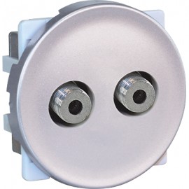 Double prise TV multi-services type ”F” mâle Comète 1 poste - Silver