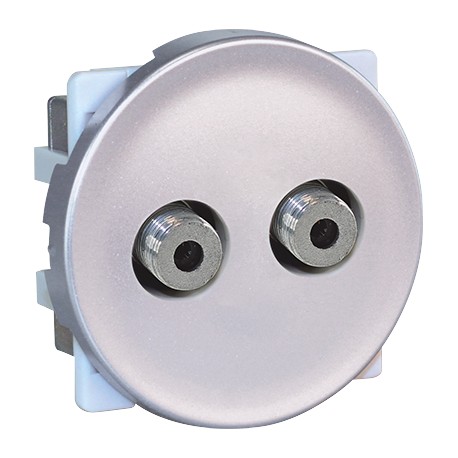 Double prise TV multi-services type ”F” mâle Comète 1 poste - Silver