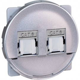 Double prise RJ45 Cat6 Grade3 Comète - STP - Silver