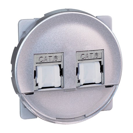 Double prise RJ45 Cat6 Grade3 Comète - STP - Silver