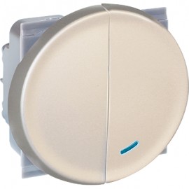 Poussoir non lumineux + va-et-vient lumineux Comète 1 poste - 10AX - Titane