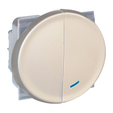 Poussoir non lumineux + va-et-vient lumineux Comète 1 poste - 10AX - Titane