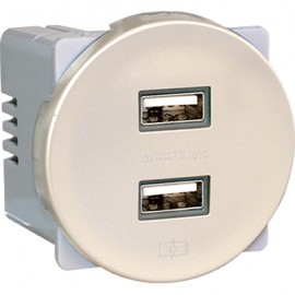 Prise chargeur double USB femelle Comète - 5,5V DC - Titane