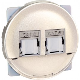 Double prise RJ45 Cat6 Grade3 Comète - STP - Titane
