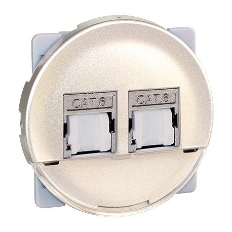 Double prise RJ45 Cat6 Grade3 Comète - STP - Titane