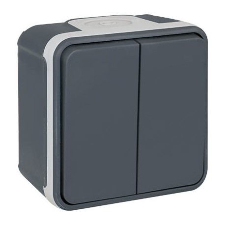 Double Va-et-vient Oxxo - 1 poste - 10AX - 250V - Gris