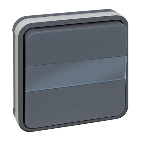 Bouton poussoir avec porte étiquette lumineux Oxxo - 1 poste - 10A - Gris