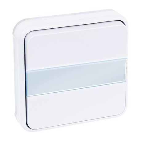 Bouton poussoir avec porte étiquette lumineux Oxxo - 1 poste - 10A - Blanc
