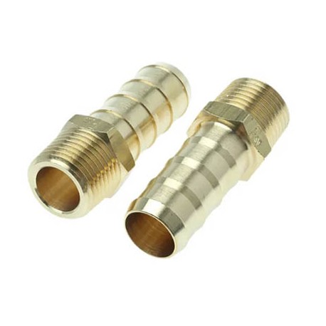 Boîte de 10 raccords cannelés en laiton BSPT - 1/2” mâle - Droit