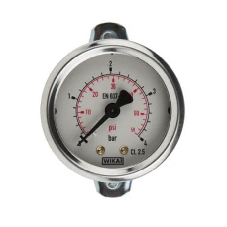 Manomètre à tube manométrique - ø50mm - 1/8” Arrière - 0 à 4 bars - Argent