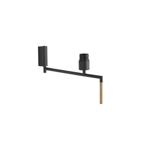 Structure lampe applique Ron - Gris foncé et Bois - Sans ampoule - E27