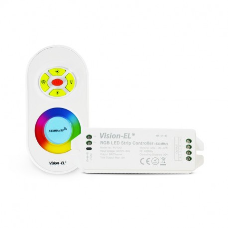 Contrôleur radio fréquence pour bandeau RGB - 216W - 12/24V - Avec télécommande 20m