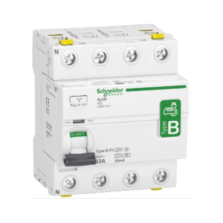 Interrupteur différentiel 63A Acti9 iID - Type B-EV - 4 pôles - 30mA - 400V - CA