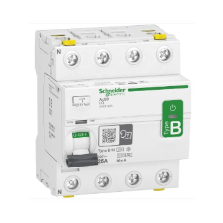 Interrupteur différentiel 25A Acti9 iID - Type B-SI - 4 pôles - 30mA - 400V - CA