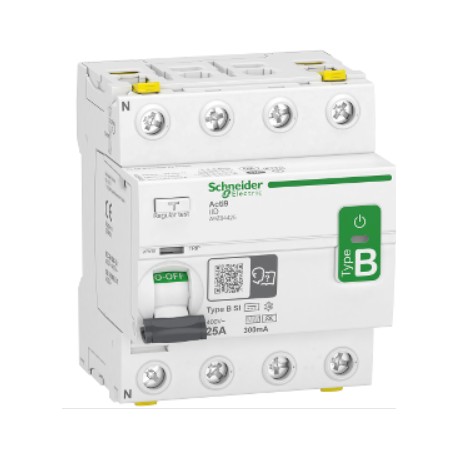 Interrupteur différentiel 25A Acti9 iID - Type B-SI - 4 pôles - 300mA - 400V - CA
