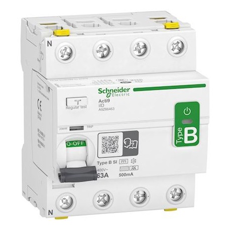 Interrupteur différentiel 63A Acti9 iID - Type B-SI - 4 pôles - 500mA - 400V - CA