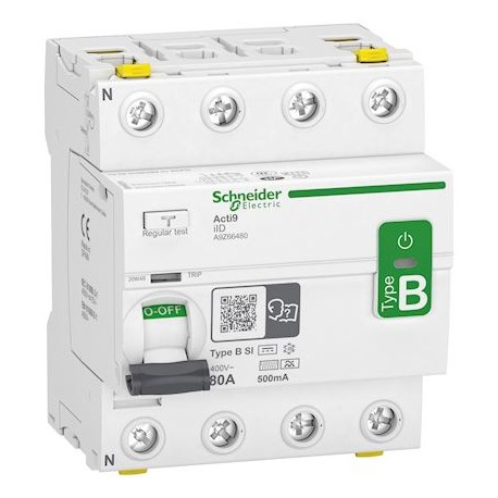 Interrupteur différentiel 80A Acti9 iID - Type B-SI - 4 pôles - 500mA - 400V - CA