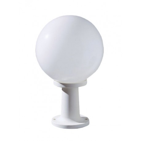Borne boule LUNA - 100W - IP44 - Ø250mm - H 40cm  - blanc - Sans ampoule