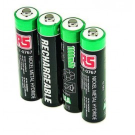 Lot de 4 batteries NiMH rechargeables  - AAA - 1.2V - 1Ah