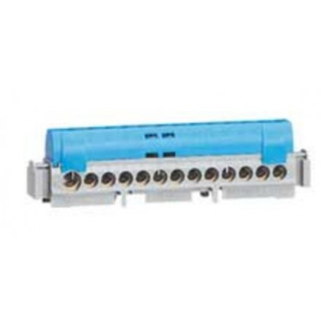 Bornier de répartition isolé IP2X - Neutre - 12x16mm2 + 1x25mm² - 113mm - Bleu