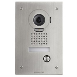 Platine encastrée Aiphone - Vidéo couleur avec zoom - IP 53 - Anti-vandalisme - 1 bouton d'appel - inox 