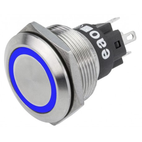Bouton poussoir lumineux RS Pro - LED Bleu - Unipolaire à 2 directions - 3 A - Argent