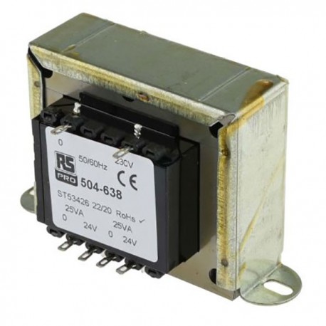 Transformateur à montage sur châssis RS Pro 50VA - Primaire 230Vca - Secondaire 24Vca - 2 sorties