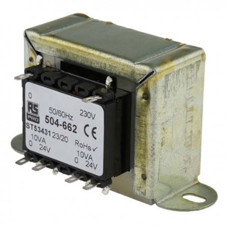 Transformateur à montage sur châssis RS Pro 20VA - Primaire 230Vca - Secondaire 24Vca - 2 sorties