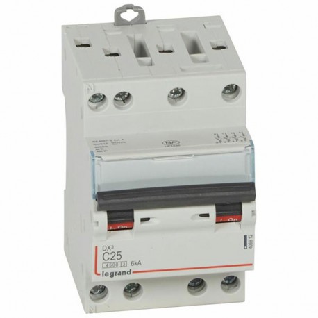Disjoncteur DNXᶾ4500 Legrand - 25A - Tétrapolaire - 400V - Courbe C - vis/vis 