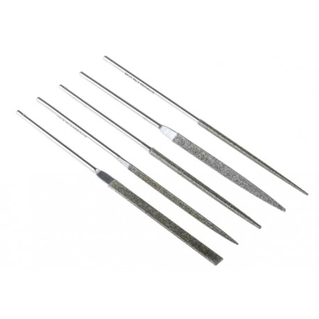 Jeu de 5 limes à aiguilles RS Pro - Multiprofils - Revêtement diamant D126 - avec trousse de rangement