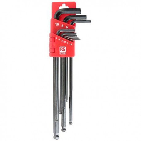 Jeu de clés Allen en L RS Pro - 1.5mm - Métrique - Tête Sphérique - 9 pièces