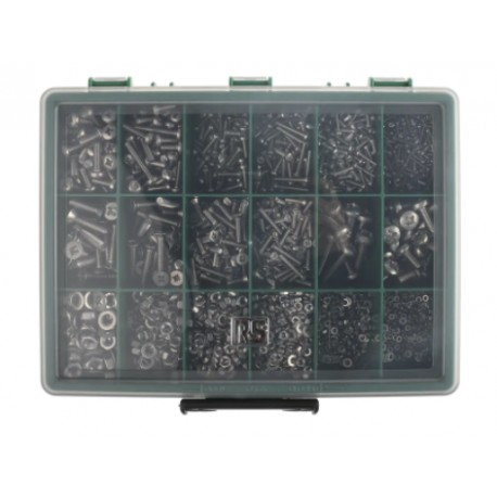 Kit de vis à tête Pz, cylindrique et fraisée RS Pro - avec rondelles et écrous - Acier inoxydable - M2, M2.5, M3, M4, M5, M6