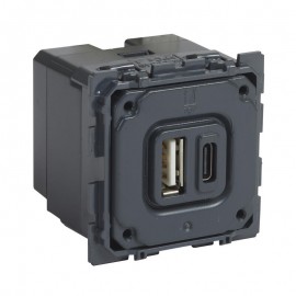 Prise double CELIANE Legrand pour chargeur USB - Type A - Type C - 3A / 15W