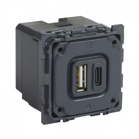 Prise double CELIANE Legrand pour chargeur USB - Type A - Type C - 3A / 15W