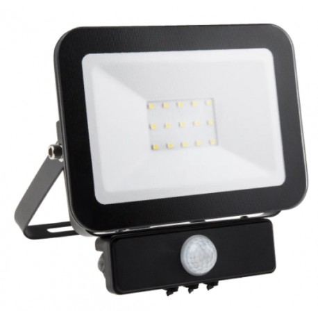 Projecteur LED RS Pro - Avec détecteur - 10W - 4000K - IP65 - Noir