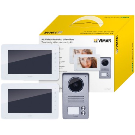 Kit portier-vidéo main libres Vimar - Avec 2 moniteurs 7" - Blanc