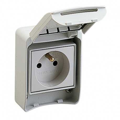 Prise de courant PratiKa Schneider Electric - 10/16A - 2P+T -250V CA - IP55 - Gris