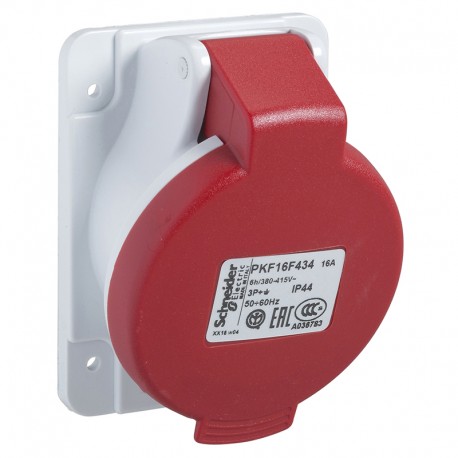 Socle de prise inclinée PratiKa Schneider Electric - 16A - 3P+N+T -380-415V CA - IP44 - A vis