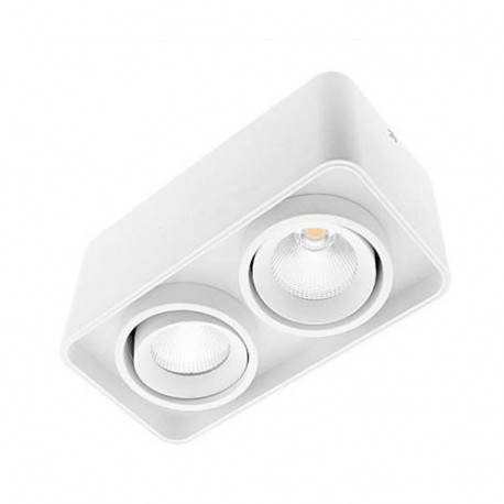 Applique saillie 2 spots blanc LUPO 2 Indigo - 2x10W - 3000K - 2x435Lm - Rectangulaire orientable
