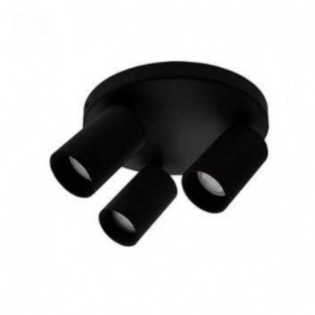 Plafonnier spot noir YUKO GU10 Indigo - 3x13W - IP20 - Rond orientable
