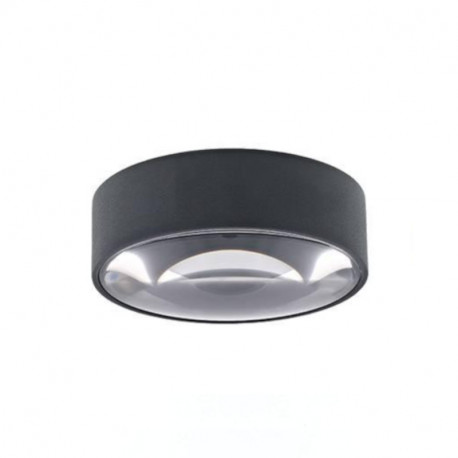 Plafonnier rond extérieur LEWIS Indigo - 6W - 3000K - Avec diffuseur en verre - Anthracite