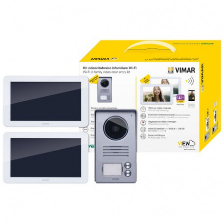 Kit portier-vidéo mains libres Vimar - Avec 2 moniteurs 7" – Blanc