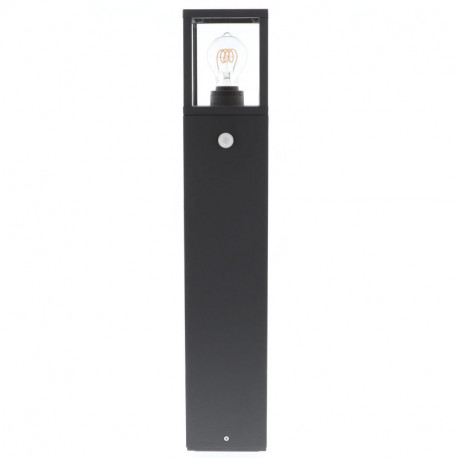 Potelet extérieur avec détecteur TULO SENSOR E27 Indigo - 15W - IP54 - Anthracite - Verre clair