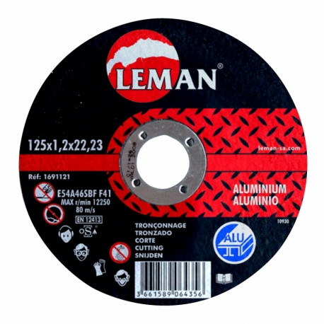 Disque de tronçonnage Aluminium - Leman SA - Corindon - Plat - ø125mm